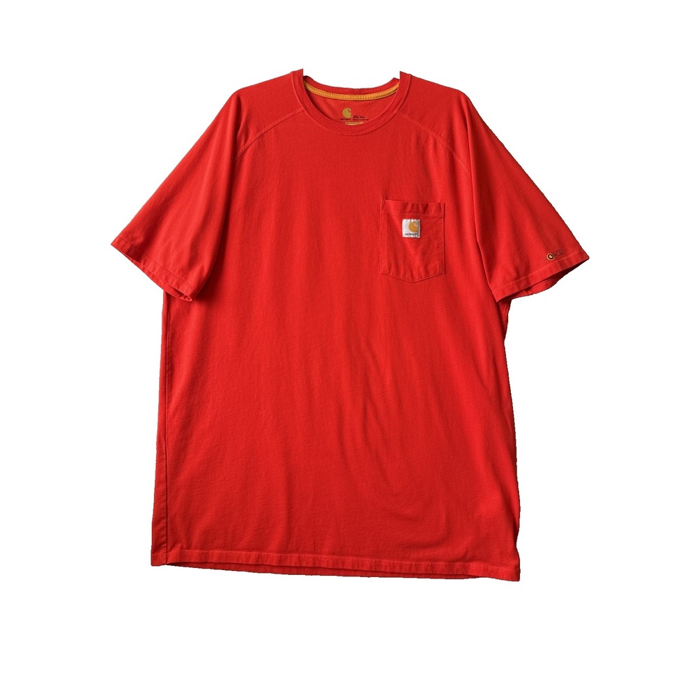 Carhartt Force Mens Shirt 2XL Tall Orange Relaxed Fit Pocket Tee Workwear 100410